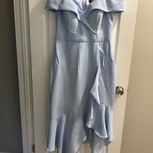 Xscape Asymmetrical Light Blue Dress